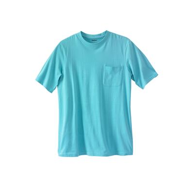 Men's Big & Tall Shrink-Less Lightweight Pocket Crewneck T-Shirt by KingSize in Maui Blue (Size 4XL)