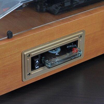 Jensen Decorative Record Player w/ Stereo Speakers in Brown | 5.07 H x 13.4 W x 12.2 D in | Wayfair JTA-245