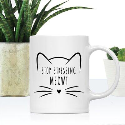 Trinx Funny Cat Lover I Work Hard So That My Cat Can Have A Better Life Coffee Mug Ceramic in Brown/White | Wayfair