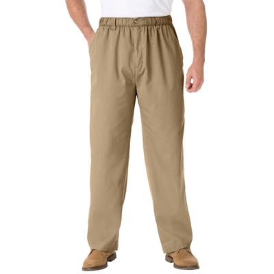 Men's Big & Tall Knockarounds® Full-Elastic Waist Pants in Twill or Denim by KingSize in Khaki (Size 4XL 40)