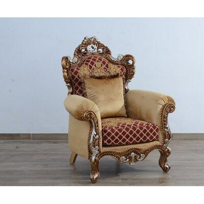 Armchair - European Furniture Emperador 41.5" Wide Armchair Linen/Polyester in Red/Yellow/Brown | 49.5 H x 41.5 W x 34.5 D in | Wayfair 42036-C