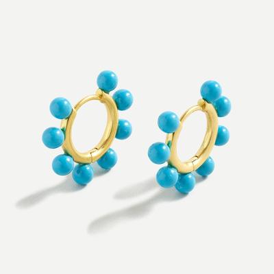 J. Crew Jewelry | J. Crew Women's Nwt Pearl Charm Huggie Hoops | Color: Blue/Gold | Size: Os