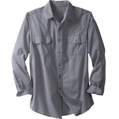 Men's Big & Tall Boulder Creek® Long Sleeve Denim and Twill Shirt by Boulder Creek in Steel (Size 6XL)
