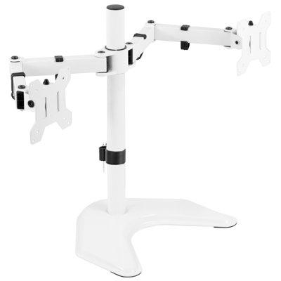 Vivo Dual Monitor Desk Stand in White, Size 18.0 H x 29.0 W in | Wayfair STAND-V002FW