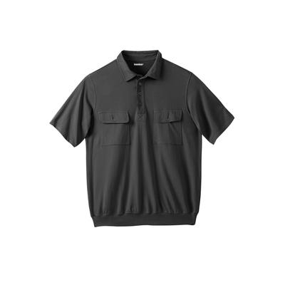Men's Big & Tall Jersey Double Pocket Banded Bottom Polo by KingSize in Black (Size 8XL)