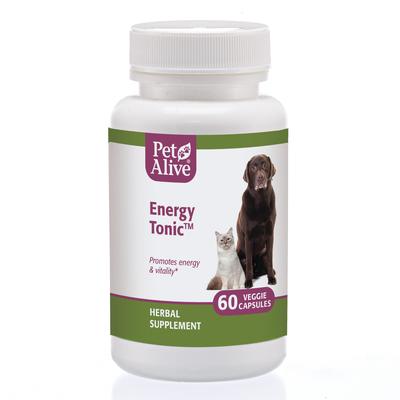 PetAlive Energy Tonic Veggie Capsules Natural Herbal Supplement Promotes Energy & Vitality for Pets, Count of 60, 2 IN