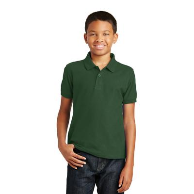 Port Authority Y100 Youth Core Classic Pique Polo Shirt in Deep Forest Green size XL | Polyester Blend