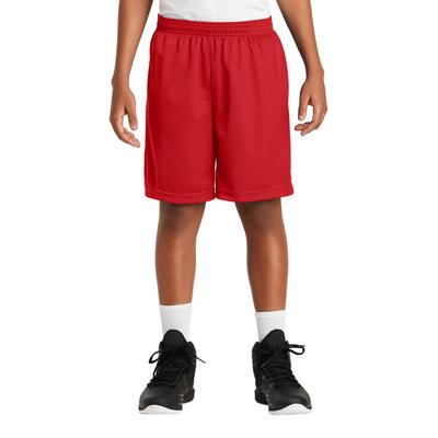 Sport-Tek YST510 Youth PosiCharge Classic Mesh Short in True Red size Small | Polyester