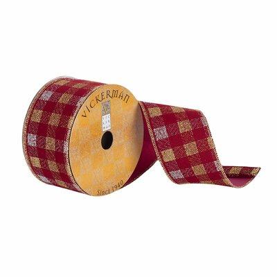 The Holiday Aisle® Plaid Ribbon Fabric in Gray/Red/Yellow | 360 H x 2.5 W x 0.2 D in | Wayfair 547522112C984A4BA8630369003FBBAA