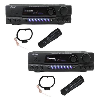 VM MP LLC PRO PT260A 200W Home Digital AM FM Stereo Receiver Theater Audio (2 Pack)