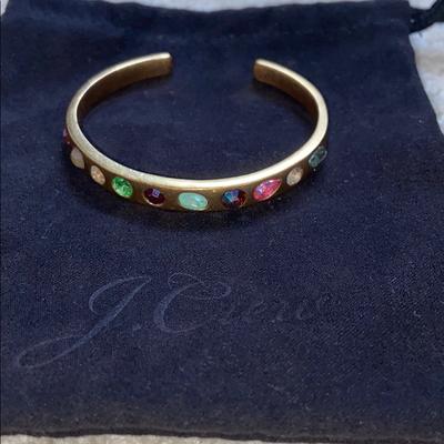 J. Crew Jewelry | Jcrew Colored Stoned Gold Band Bracelet | Color: Gold | Size: 2 1/4” Wide
