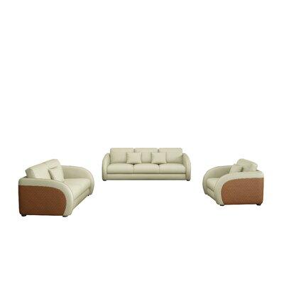 European Furniture Noir 3 Piece Genuine Leather Living Room Set Genuine Leather, Size 34.0 H x 90.0 W x 41.0 D in | Wayfair EF-90881-3PC