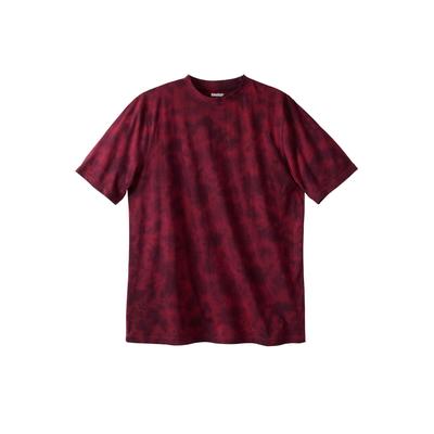 Men's Big & Tall Shrink-Less™ Lightweight Crewneck T-Shirt by KingSize in Red Marble (Size 7XL)