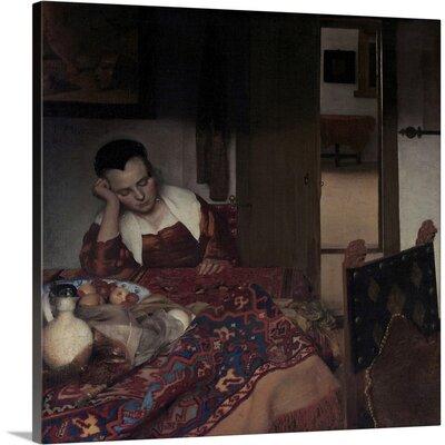 Charlton Home® 'A Maid Asleep' by Johannes Vermeer - Print Canvas | 12 H x 12 W x 1.25 D in | Wayfair 65C21FA42653449C8418DC9F2F881419
