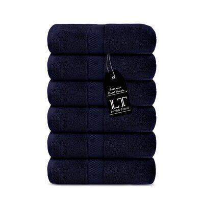 Lavish Touch Aerocore 6 Piece 100% Cotton Hand Towel Set 100% Cotton in Blue/Black | Wayfair 2662