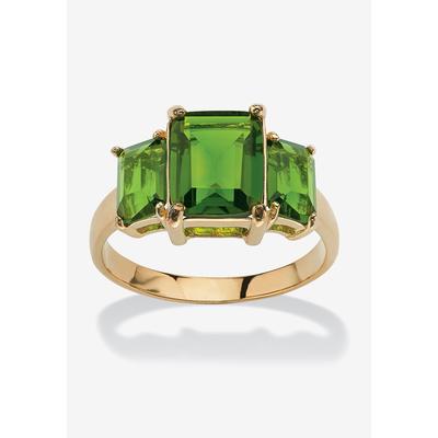 Women's Yellow Gold-Plated Simulated Emerald Cut Birthstone Ring by PalmBeach Jewelry in August (Size 8)