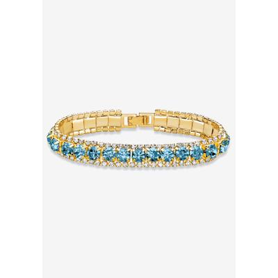 Women's Gold Tone Tennis Bracelet (10mm), Round Birthstones and Crystal, 7