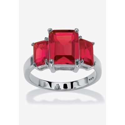 Women's Sterling Silver 3 Square Simulated Birthstone Ring by PalmBeach Jewelry in July (Size 10)