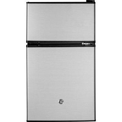 GE Appliances 3.1 cu. ft. Freestanding Mini Fridge w/ Freezer Stainless Steel in Gray | 33.375 H x 18.75 W x 20.125 D in | Wayfair GDE03GLKLB