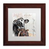 Trademark Fine Art 'Dans la Ferme Cow' by Jennifer Redstreake Giclée Framed Painting Print Canvas, in Black/White | 11 H x 11 W x 0.5 D in | Wayfair