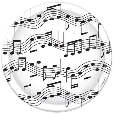 The Party Aisle™ Music Notes Paper Dessert Plate in Black/White | 7