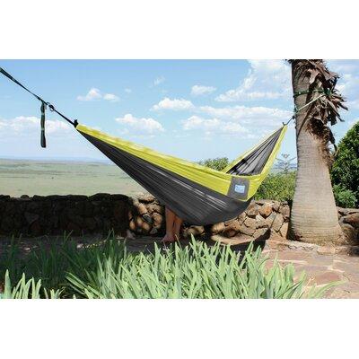 Arlmont & Co. Kylee Parachute Double Camping Hammock, Nylon in Gray/Yellow | 2 H x 79 W x 128 D in | Wayfair 7AD09AE55C284E2E9E9B4C1DDC36283F