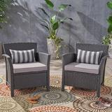 Red Barrel Studio® Rummond Outdoor Wicker Patio Chair w/ Cushions Metal in Gray, Size 30.3 H x 28.5 W x 26.75 D in | Wayfair