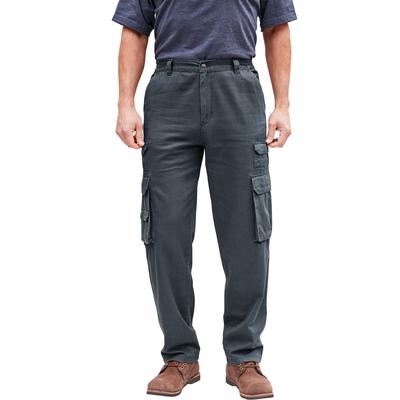 Men's Big & Tall Boulder Creek® Side-Elastic Stacked Cargo Pocket Pants by Boulder Creek in Carbon (Size 46 38)