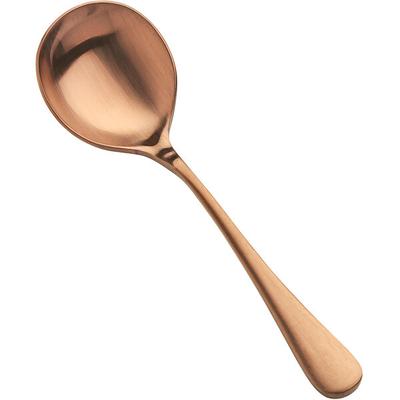 Bon Chef S4101RGM Como 6 3 8  18 10 Stainless Steel Extra Heavy Weight Matte Rose Gold Bouillon Spoon - 12 Case