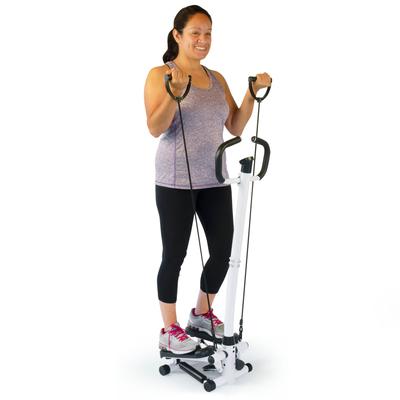 Hometrack™ Fitness Stepper with Stretch Bands by North American Health+Wellness in White Black