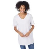 Plus Size Women's Embroidered V-Neck Tee by Woman Within in White Paisley Embroidery (Size 3X)