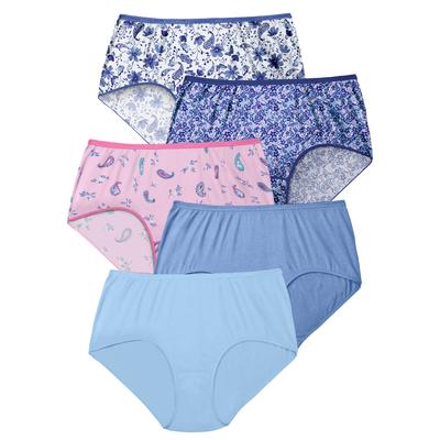 Plus Size Women's 5-Pack Pure Cotton Full-Cut Brief by Comfort Choice in Floral Ditsy Pack (Size 11) Underwear