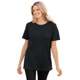 Plus Size Women's Thermal Short-Sleeve Satin-Trim Tee by Woman Within in Black (Size 5X) Shirt