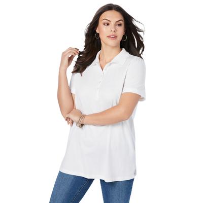 Plus Size Women's Polo Ultimate Tee by Roaman's in White (Size 4X) 100% Cotton Shirt