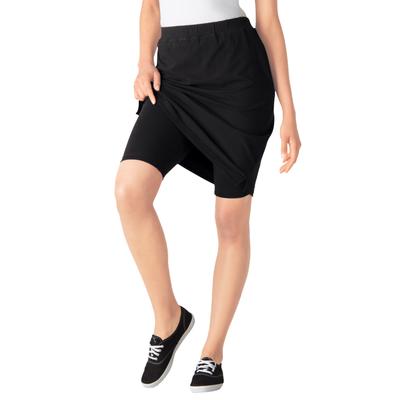 Plus Size Women's Stretch Cotton Skort by Woman Within in Black (Size S)