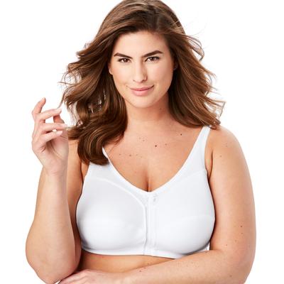 Plus Size Women's Satin-Trim Posture Bra by Comfort Choice in White (Size 42 G)