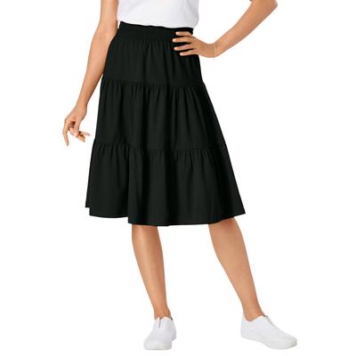 Plus Size Women's Jersey Knit Tiered Skirt by Woman Within in Black (Size 18/20)