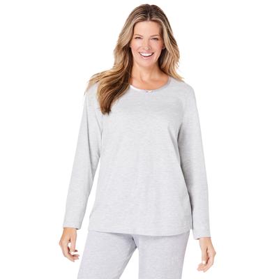 Plus Size Women's Satin trim sleep tee by Dreams & Co® in Heather Grey (Size 5X) Pajama Top