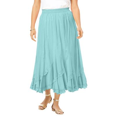 Plus Size Women's French Skirt by Roaman's in Light Aqua (Size 24 W)