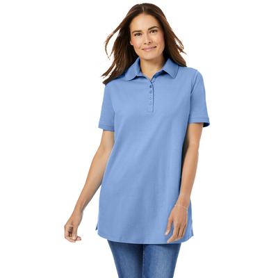 Plus Size Women's Perfect Short-Sleeve Polo Shirt by Woman Within in French Blue (Size S)