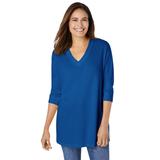 Plus Size Women's Three-Quarter Sleeve Thermal Sweatshirt by Woman Within in Bright Cobalt (Size 30/32)