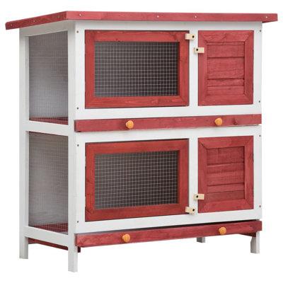 Tucker Murphy Pet™ Rabbit Hutch Bunny Cage Pet House for Small Animals Solid Pine Wood (common for Rabbit Hutches) in Red | Wayfair