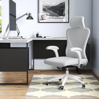 The Twillery Co.® Arjun Ergonomic Mesh Task Chair Upholstered Mesh in Gray | 46.06 H x 24.8 W x 24.61 D in | Wayfair