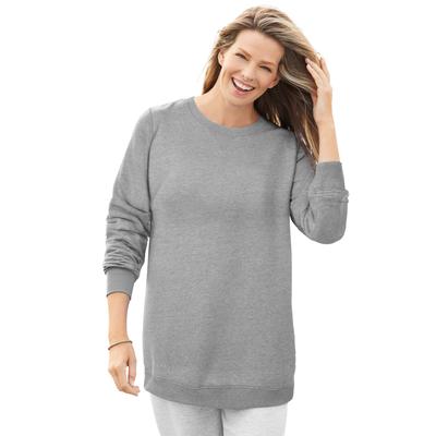 Plus Size Women's Fleece Sweatshirt by Woman Within in Medium Heather Grey (Size M)