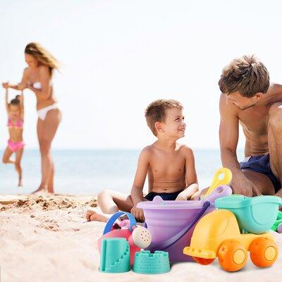 ELEOPTION Beach Toys Set Beach Sandcastle Toys(Set Of 9 Pcs) Plastic | 9.8 H x 7 W x 3.93 D in | Wayfair ELE-950