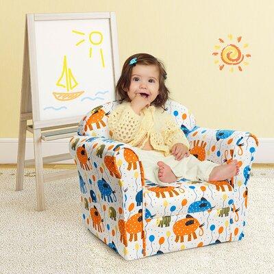 Zoomie Kids Epstein Elephant Kids Club Chair Upholstered in Blue/Brown/Orange, Size 17.0 H x 19.5 W x 15.0 D in | Wayfair