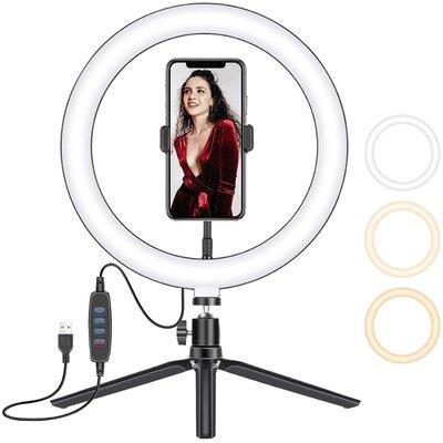 Exgreem 6" LED Selfie Ring Light w/ Cell Phone Holder For Makeup, Vlog, Youtube Video, Live Streaming, Home Office Video Conferencing | Wayfair