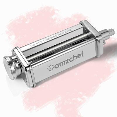 AMZCHEF Stainless Steel Dough Roller Accessory, Pasta Maker For Kitchenaid Stand Mixers Stainless Steel in Gray, Size 5.0 H x 3.74 W x 10.98 D in