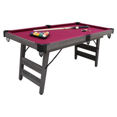 Hathaway Games 6' Portable Pool Table Manufactured Wood in Brown/Gray/Red | 32 H x 72 W in | Wayfair BG50379