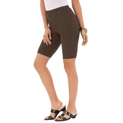 Plus Size Women's Essential Stretch Bike Short by Roaman's in Chocolate (Size L) Cycle Gym Workout